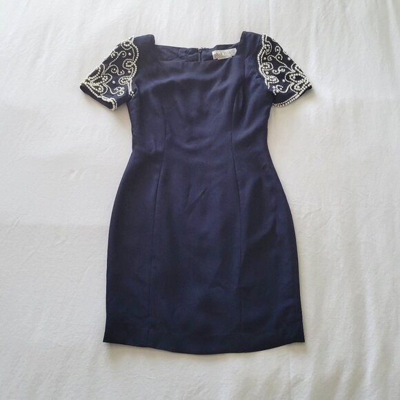 Vintage A.J. Bari Navy Sheath - Picture 1 of 9